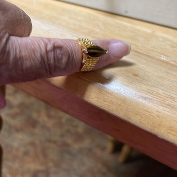 18k women’s Vintage Tiger Eye gold high grade electroplated ring. - Picture 3 of 5